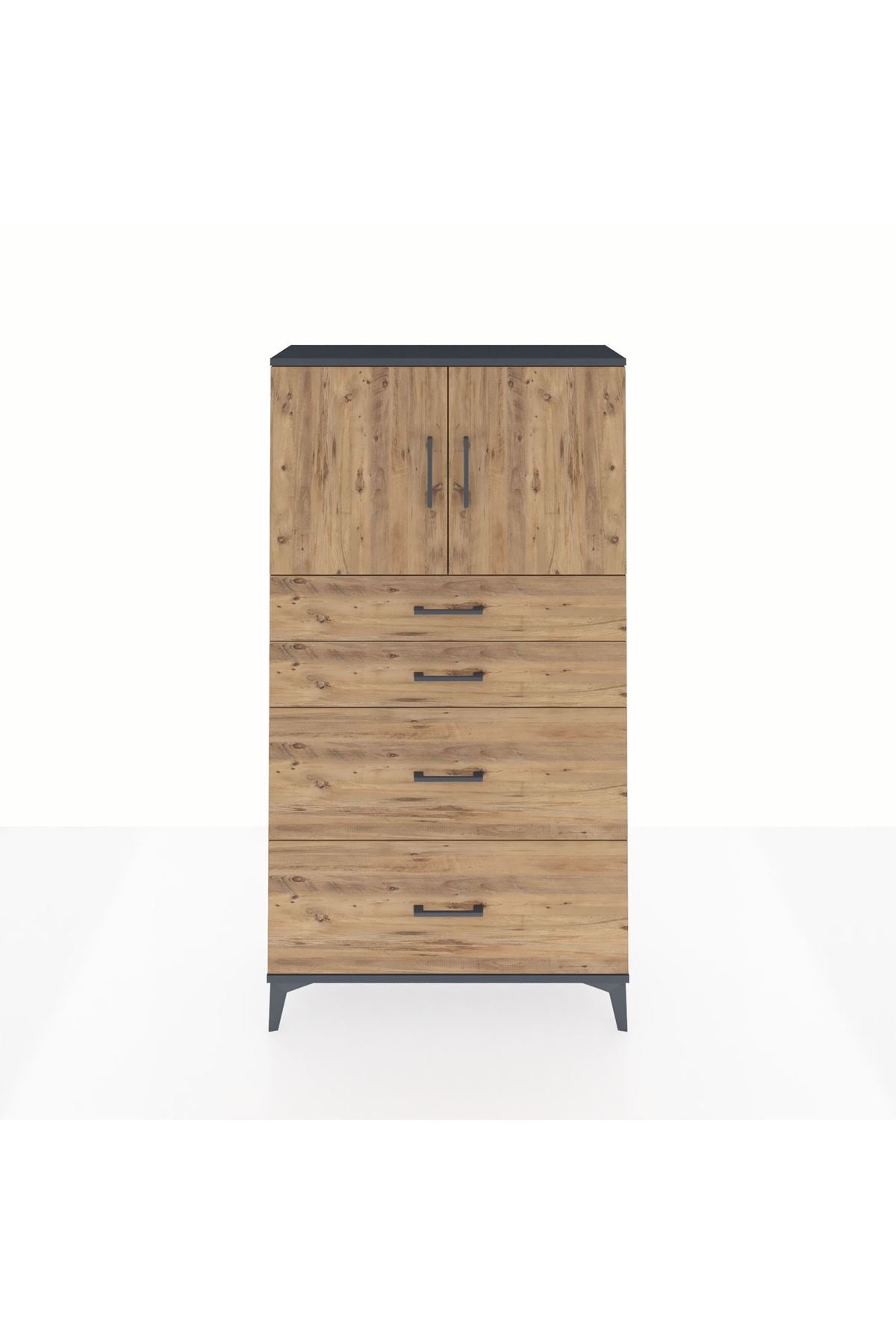 Arges Dolap 2 Raflı 4 Çekmeceli 2 Kapaklı 88x30x163 - S21M025V6A