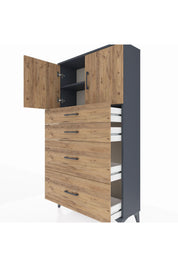 Arges Dolap 2 Raflı 4 Çekmeceli 2 Kapaklı 88x30x163 - S21M025V6A