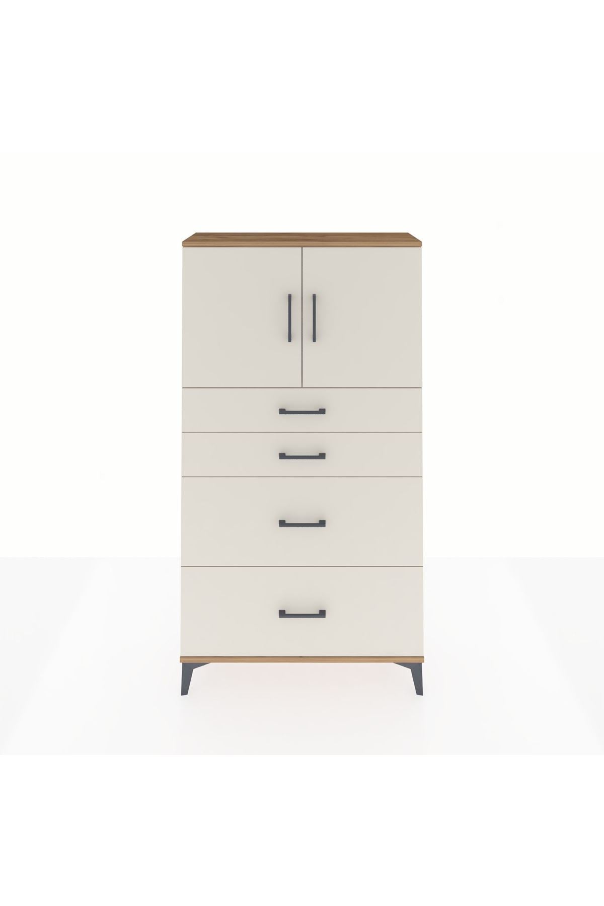 Arges Dolap 2 Raflı 4 Çekmeceli 2 Kapaklı 88x30x163 - S21M025V7A