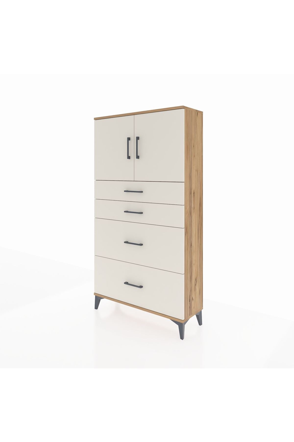 Arges Dolap 2 Raflı 4 Çekmeceli 2 Kapaklı 88x30x163 - S21M025V7A