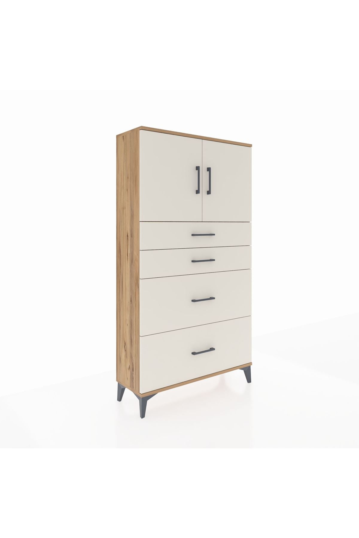 Arges Dolap 2 Raflı 4 Çekmeceli 2 Kapaklı 88x30x163 - S21M025V7A