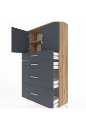 Arges Dolap 2 Raflı 4 Çekmeceli 2 Kapaklı 88x30x163 - S21M025V8A