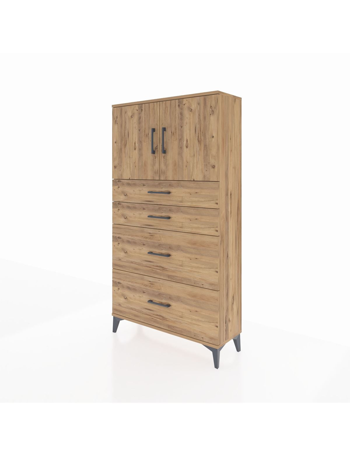 Arges Dolap 2 Raflı 4 Çekmeceli 2 Kapaklı 88x30x163 - S21M025V9A