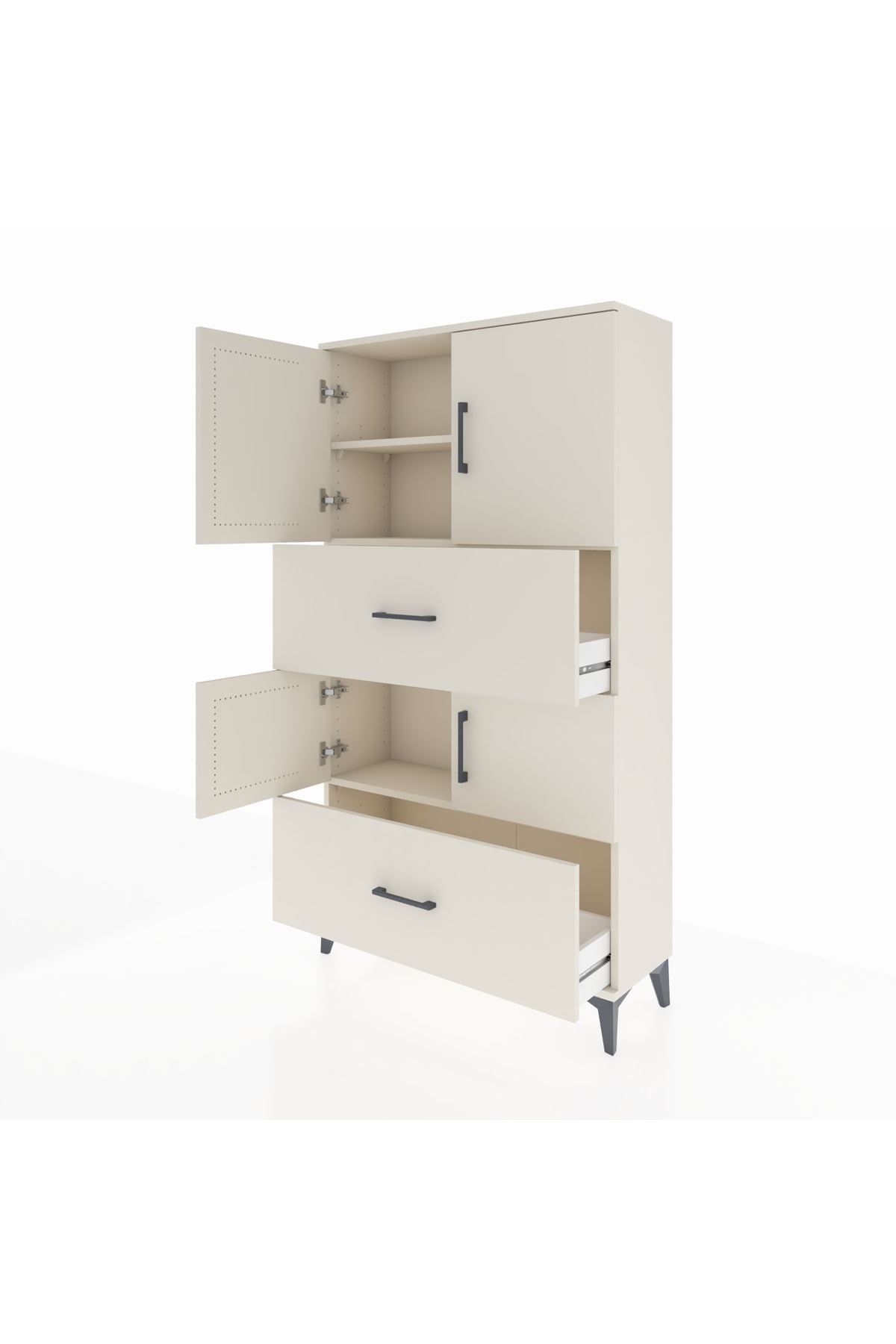Arges Dolap 3 Raflı 2 Çekmeceli 4 Kapaklı 88x30x163 - S21M027V1A
