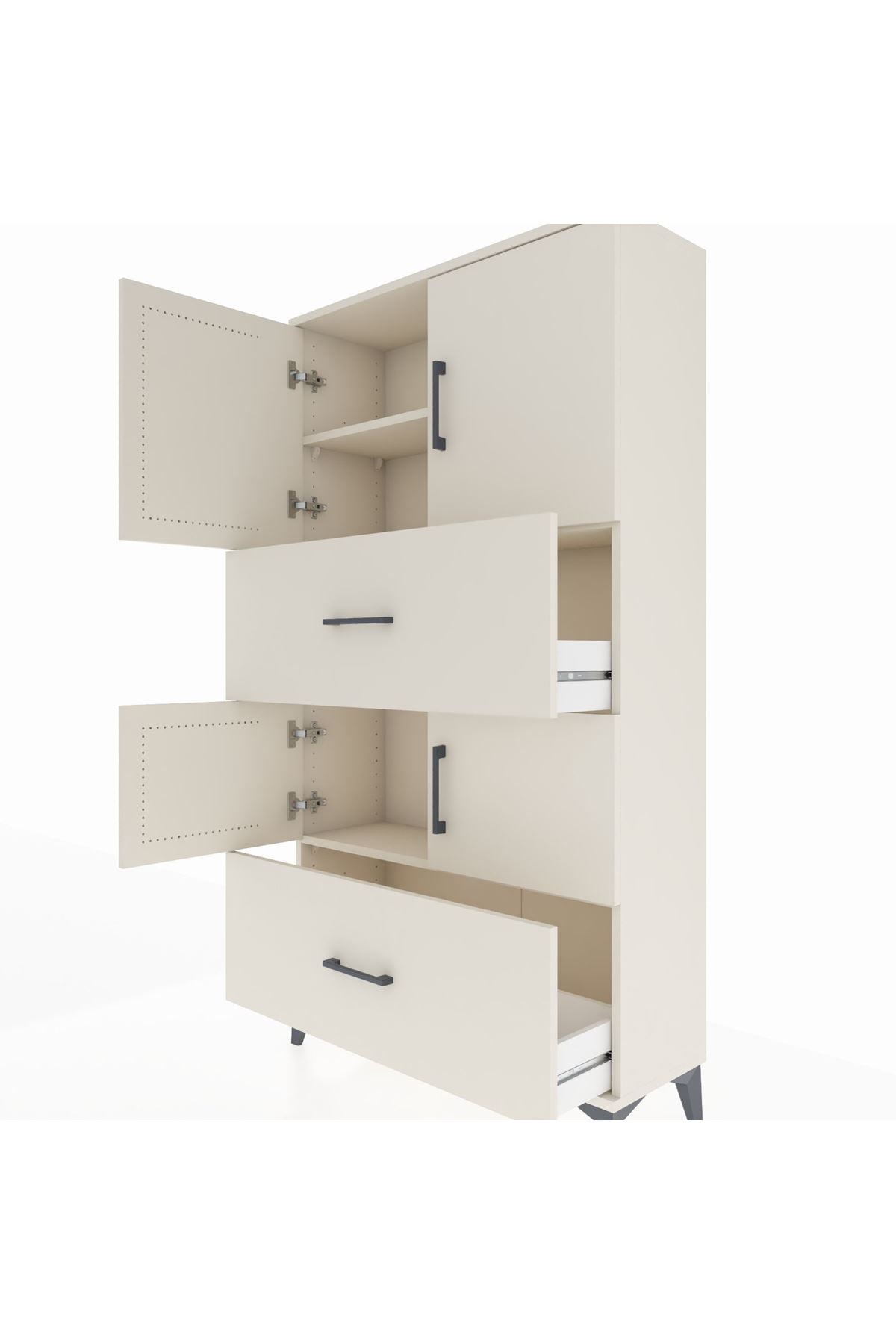 Arges Dolap 3 Raflı 2 Çekmeceli 4 Kapaklı 88x30x163 - S21M027V1A