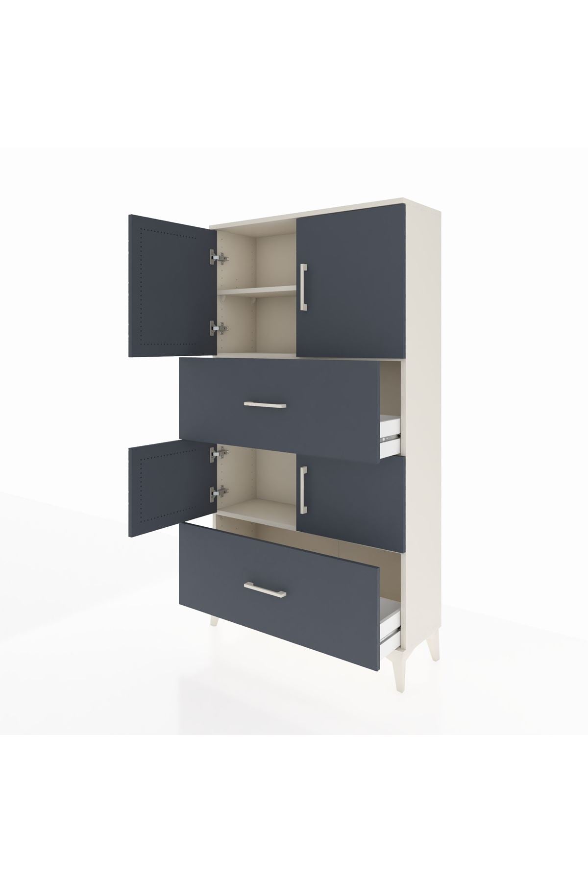 Arges Dolap 3 Raflı 2 Çekmeceli 4 Kapaklı 88x30x163 - S21M027V2A