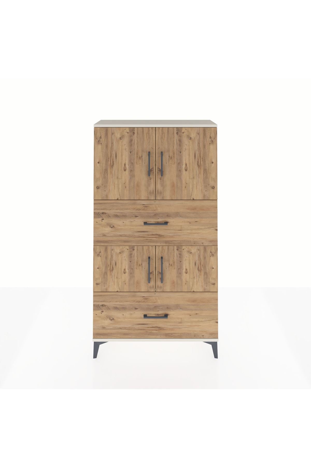 Arges Dolap 3 Raflı 2 Çekmeceli 4 Kapaklı 88x30x163 - S21M027V3A