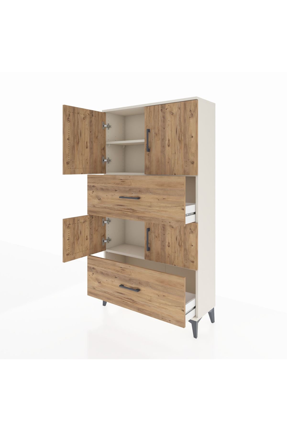 Arges Dolap 3 Raflı 2 Çekmeceli 4 Kapaklı 88x30x163 - S21M027V3A