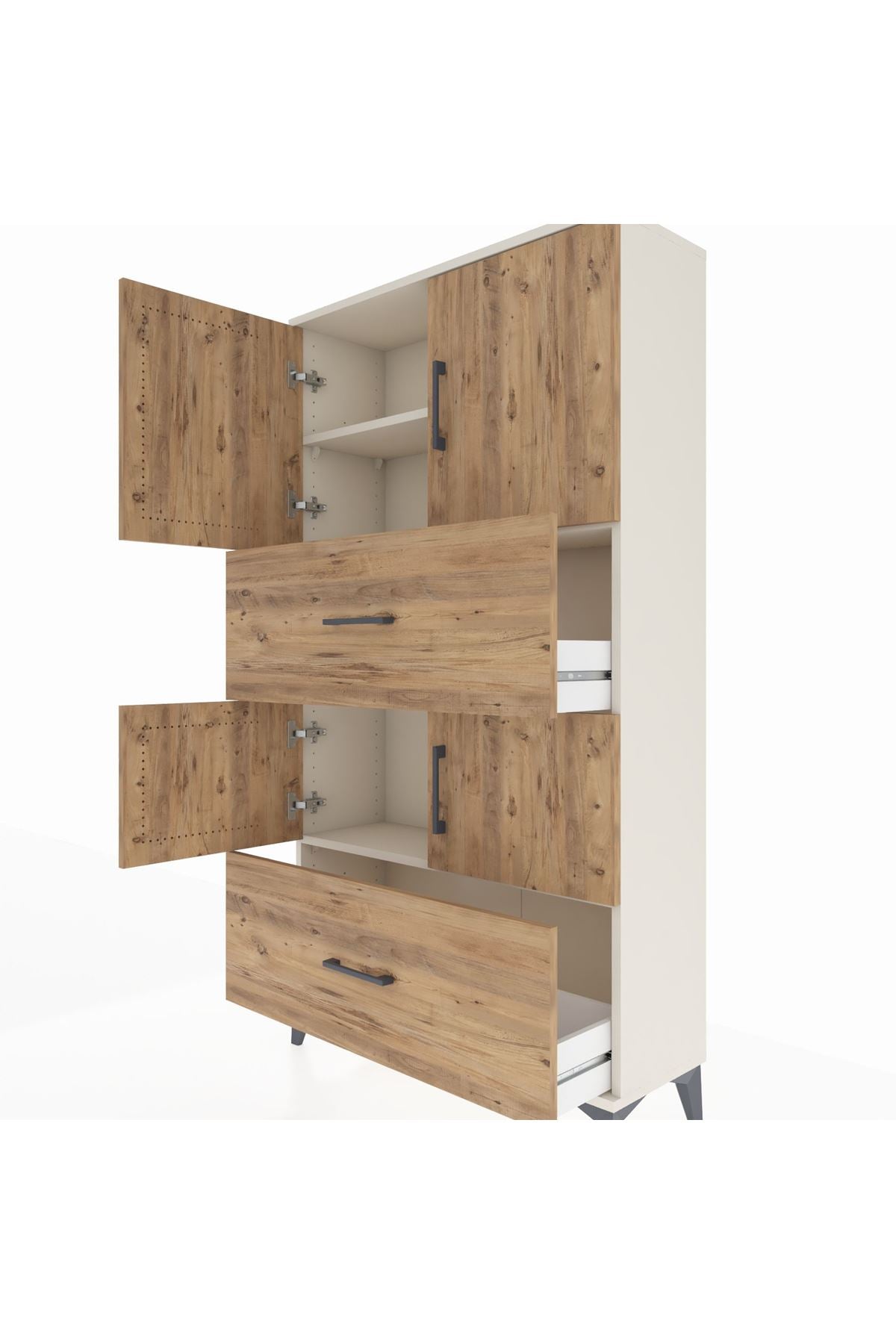 Arges Dolap 3 Raflı 2 Çekmeceli 4 Kapaklı 88x30x163 - S21M027V3A