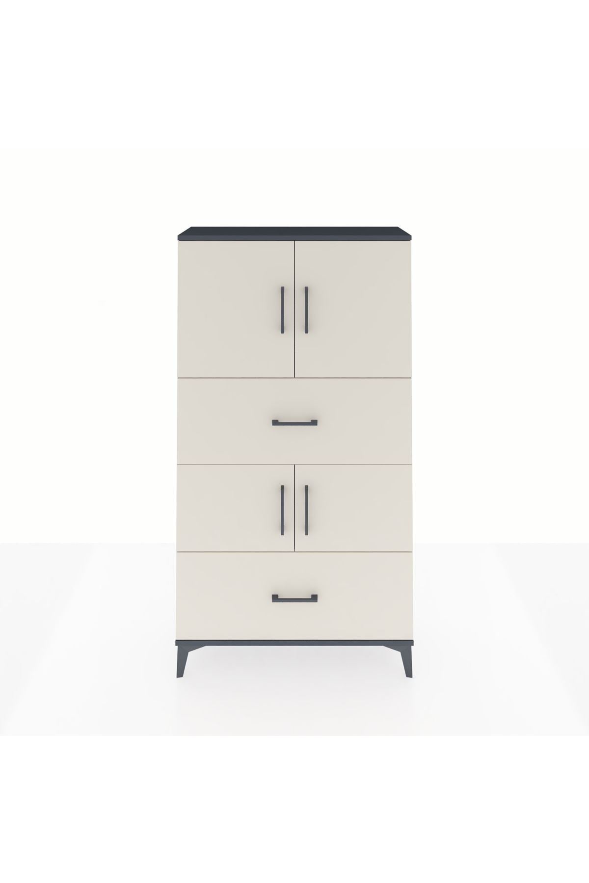 Arges Dolap 3 Raflı 2 Çekmeceli 4 Kapaklı 88x30x163 - S21M027V4A
