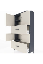 Arges Dolap 3 Raflı 2 Çekmeceli 4 Kapaklı 88x30x163 - S21M027V4A