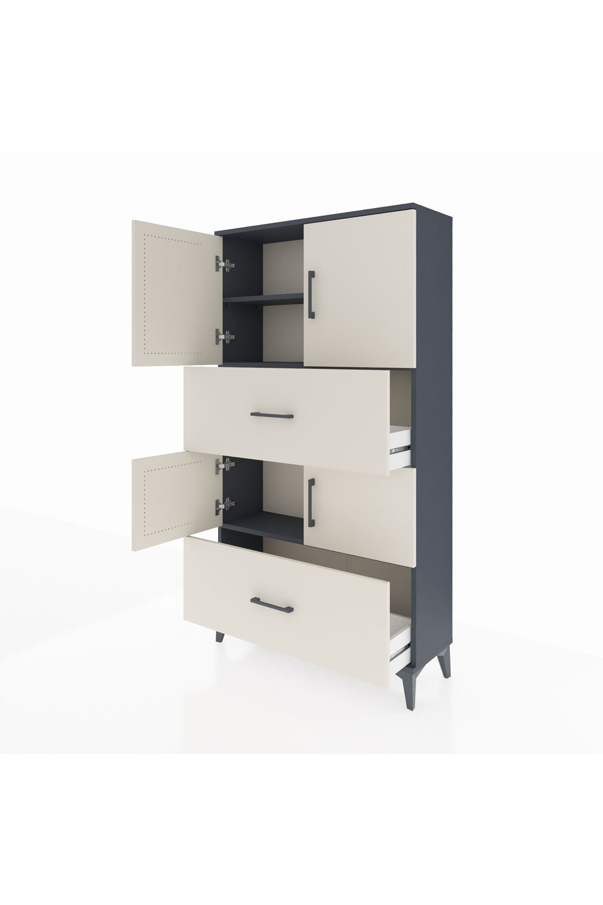 Arges Dolap 3 Raflı 2 Çekmeceli 4 Kapaklı 88x30x163 - S21M027V4A