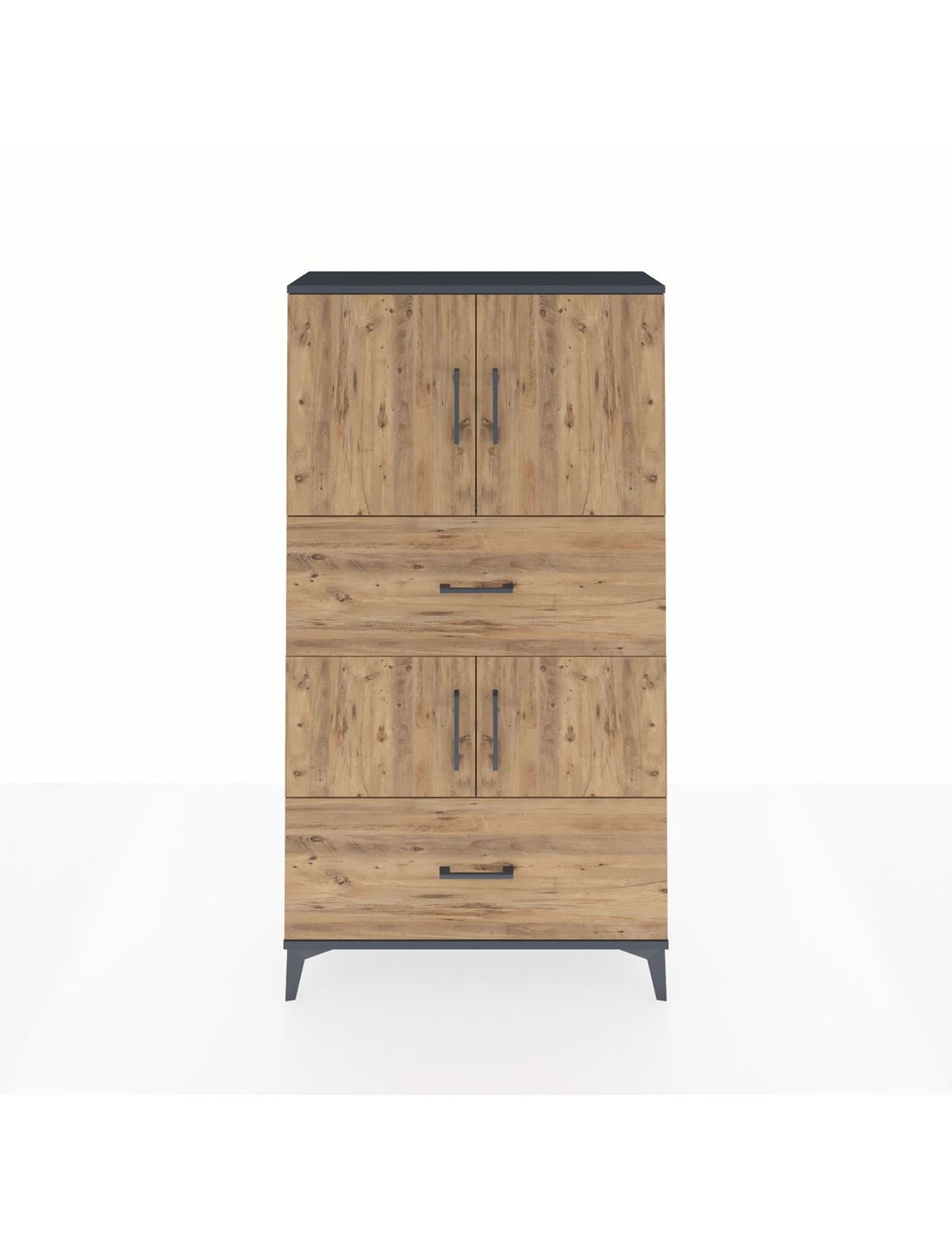 Arges Dolap 3 Raflı 2 Çekmeceli 4 Kapaklı 88x30x163 - S21M027V6A