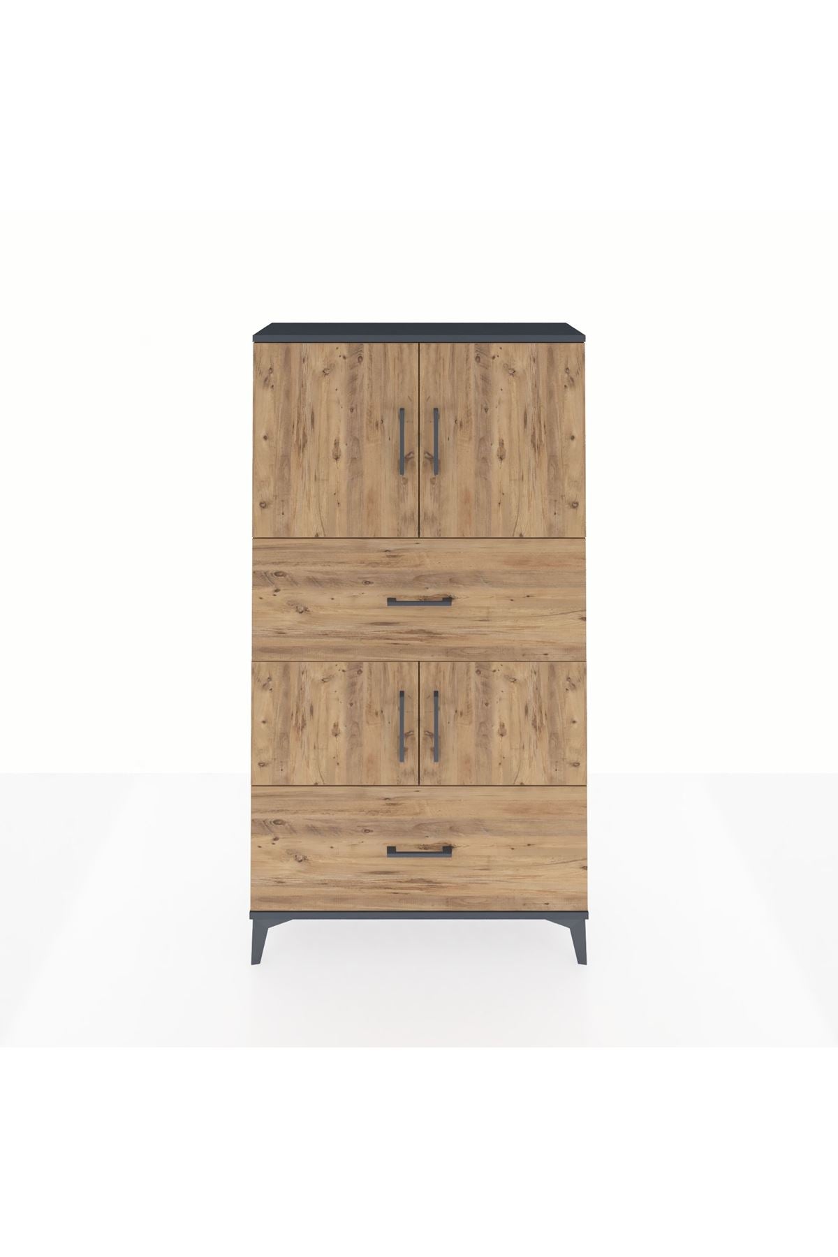 Arges Dolap 3 Raflı 2 Çekmeceli 4 Kapaklı 88x30x163 - S21M027V6A
