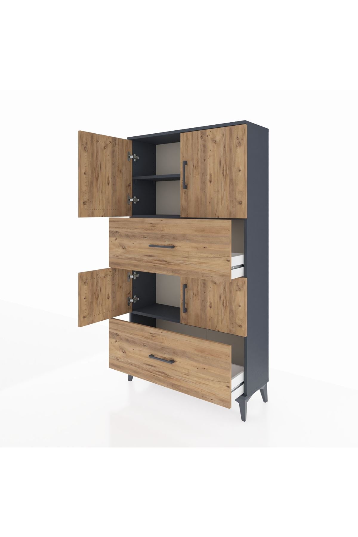 Arges Dolap 3 Raflı 2 Çekmeceli 4 Kapaklı 88x30x163 - S21M027V6A