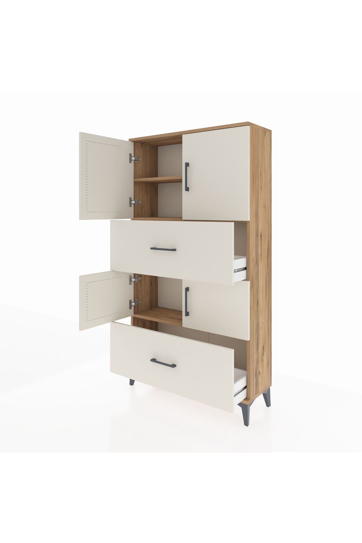 Arges Dolap 3 Raflı 2 Çekmeceli 4 Kapaklı 88x30x163 - S21M027V7A