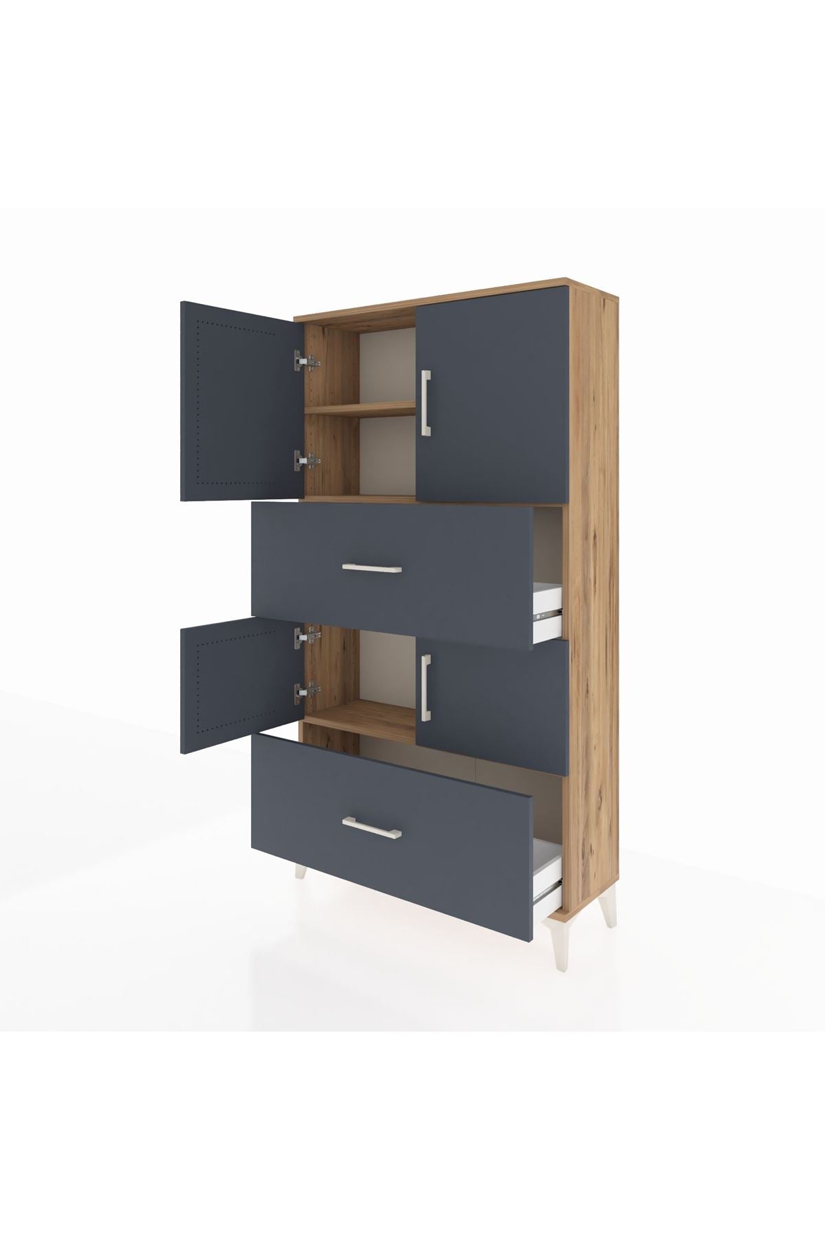 Arges Dolap 3 Raflı 2 Çekmeceli 4 Kapaklı 88x30x163 - S21M027V8A