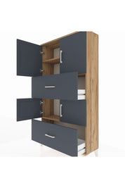 Arges Dolap 3 Raflı 2 Çekmeceli 4 Kapaklı 88x30x163 - S21M027V8A