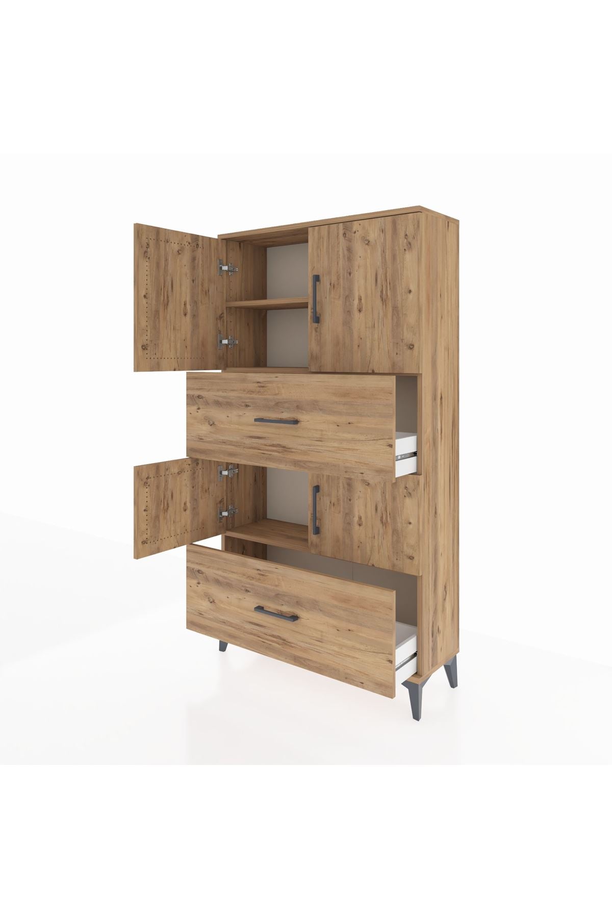 Arges Dolap 3 Raflı 2 Çekmeceli 4 Kapaklı 88x30x163 - S21M027V9A