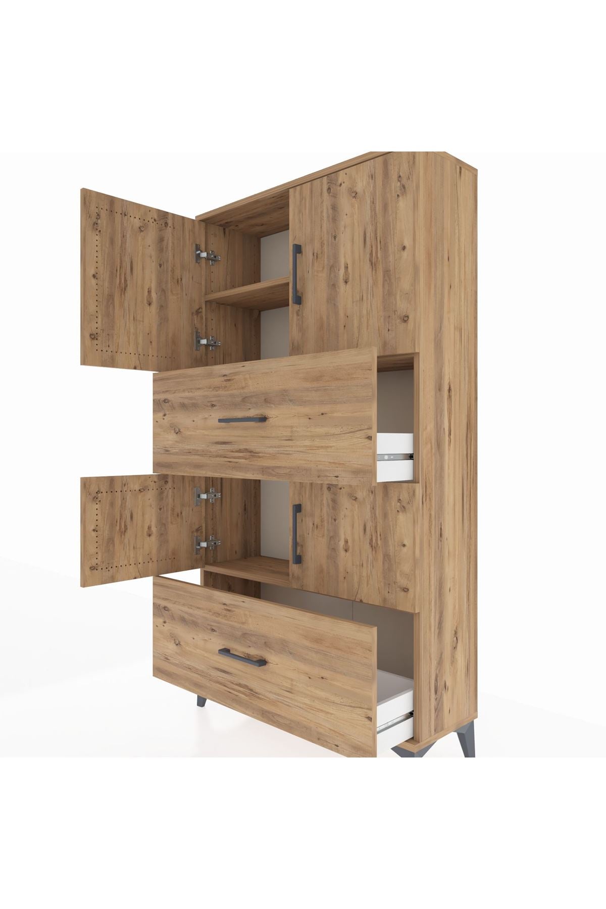 Arges Dolap 3 Raflı 2 Çekmeceli 4 Kapaklı 88x30x163 - S21M027V9A