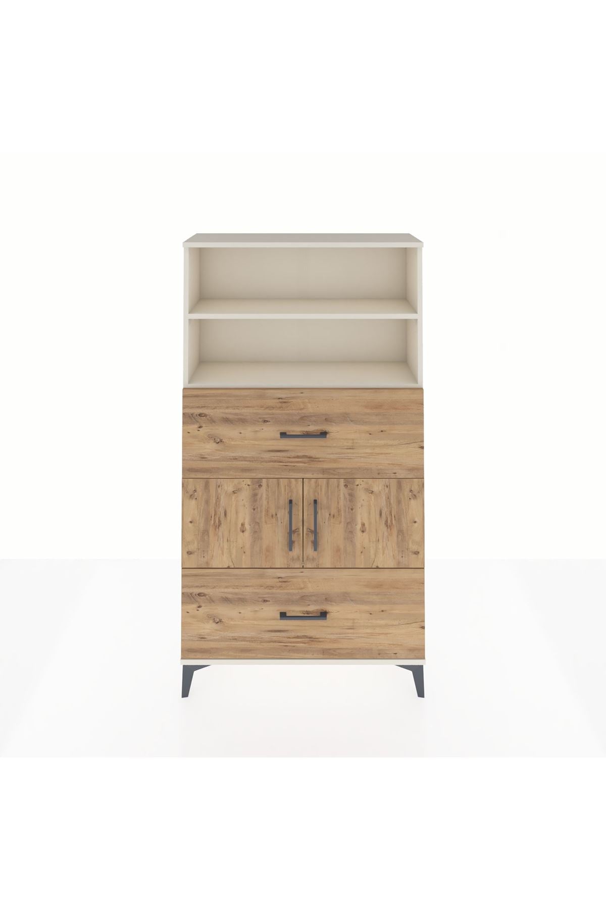 Arges Dolap 3 Raflı 2 Çekmeceli 2 Kapaklı 88x30x163 - S21M028V3A