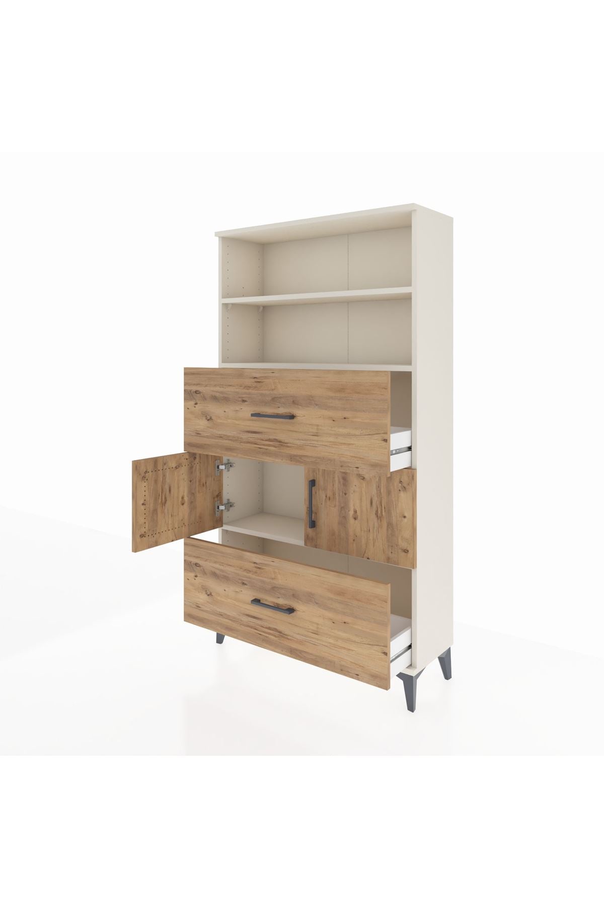Arges Dolap 3 Raflı 2 Çekmeceli 2 Kapaklı 88x30x163 - S21M028V3A