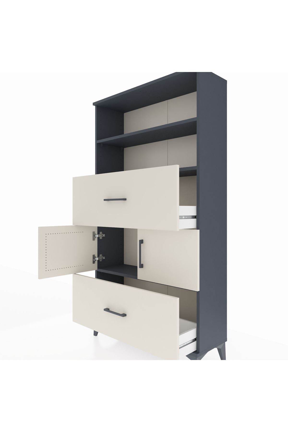 Arges Dolap 3 Raflı 2 Çekmeceli 2 Kapaklı 88x30x163 - S21M028V4A