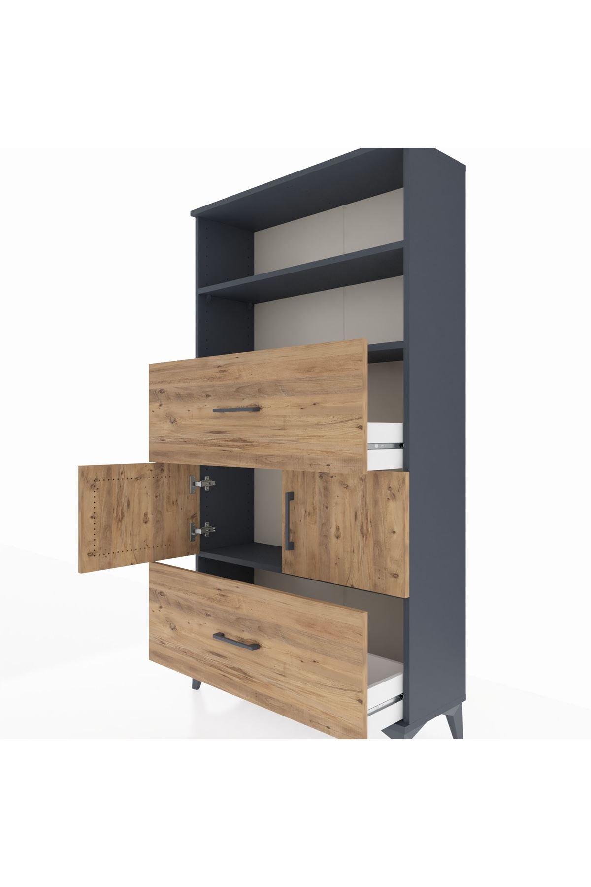 Arges Dolap 3 Raflı 2 Çekmeceli 2 Kapaklı 88x30x163 - S21M028V6A