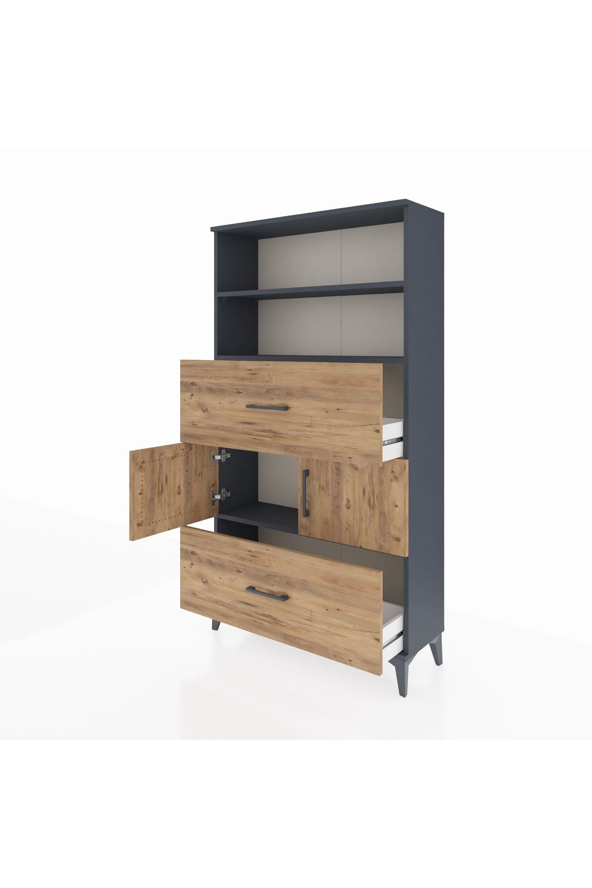 Arges Dolap 3 Raflı 2 Çekmeceli 2 Kapaklı 88x30x163 - S21M028V6A