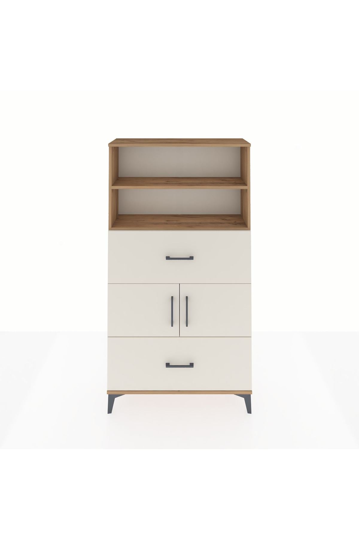 Arges Dolap 3 Raflı 2 Çekmeceli 2 Kapaklı 88x30x163 - S21M028V7A