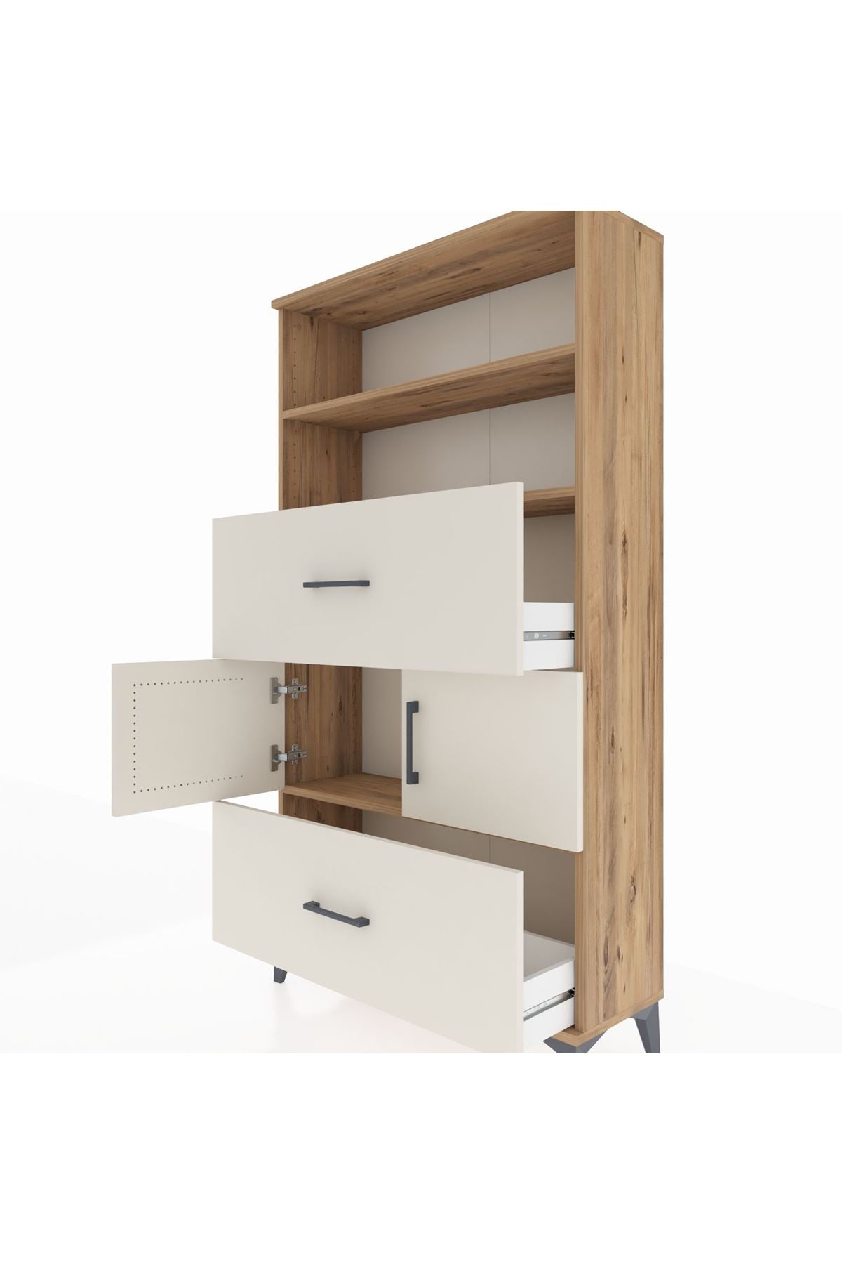 Arges Dolap 3 Raflı 2 Çekmeceli 2 Kapaklı 88x30x163 - S21M028V7A