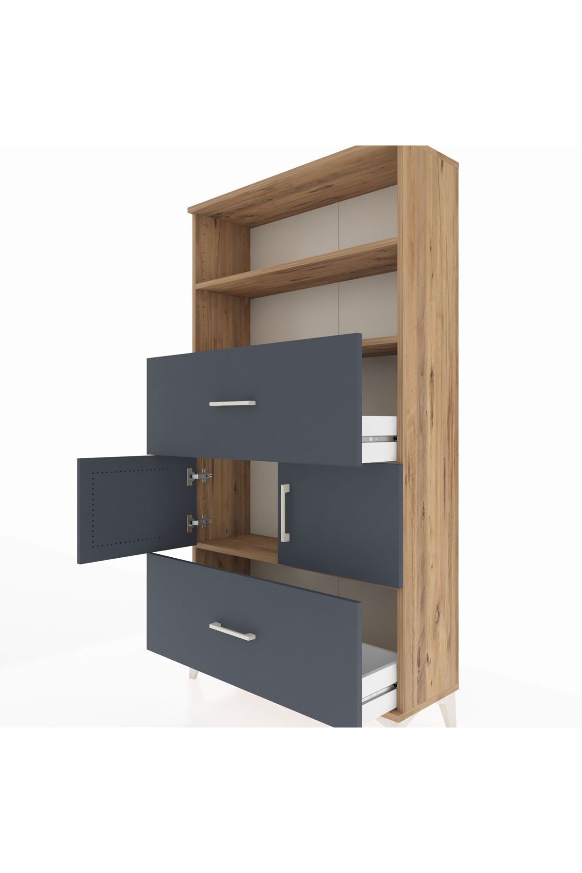 Arges Dolap 3 Raflı 2 Çekmeceli 2 Kapaklı 88x30x163 - S21M028V8A