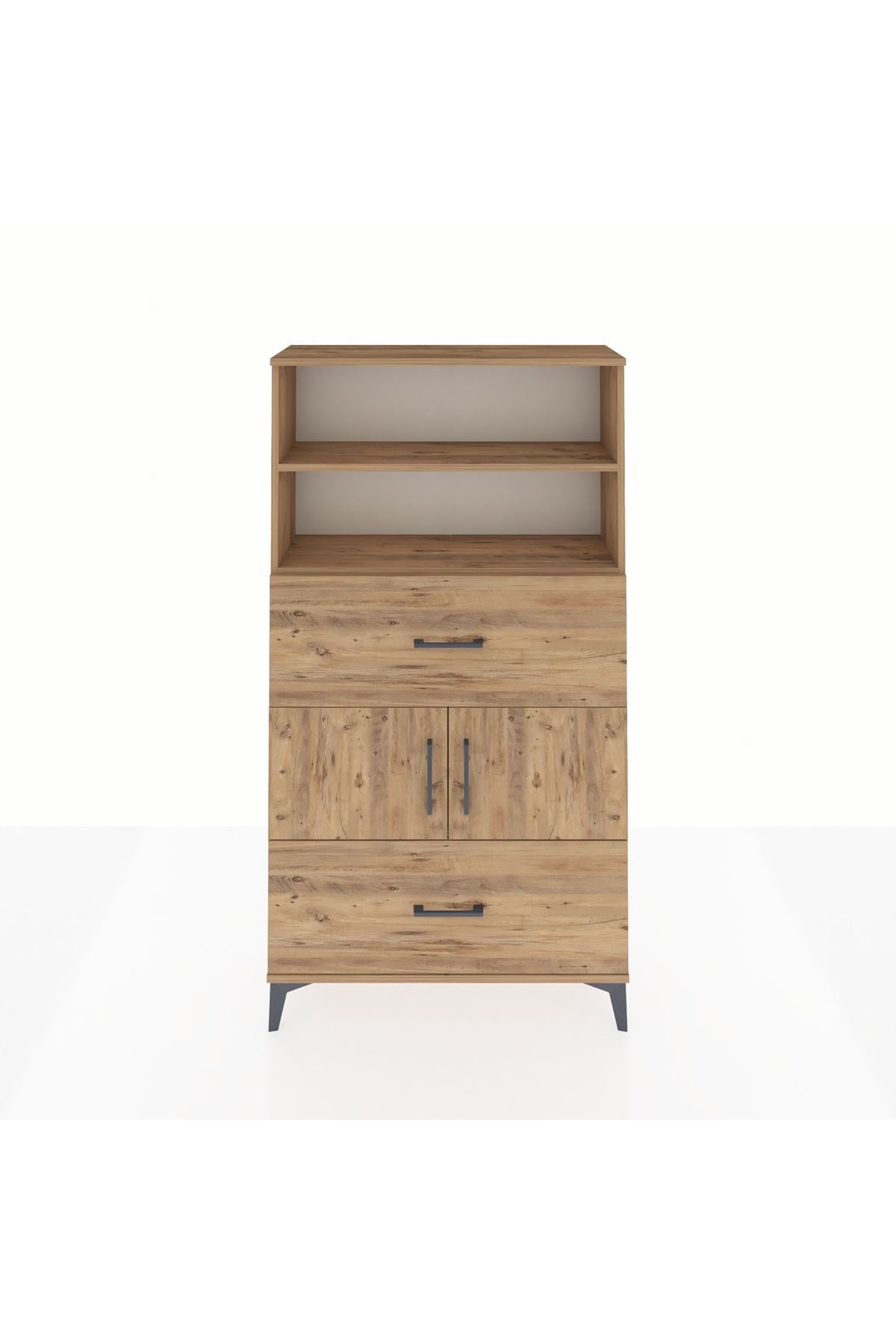 Arges Dolap 3 Raflı 2 Çekmeceli 2 Kapaklı 88x30x163 - S21M028V9A