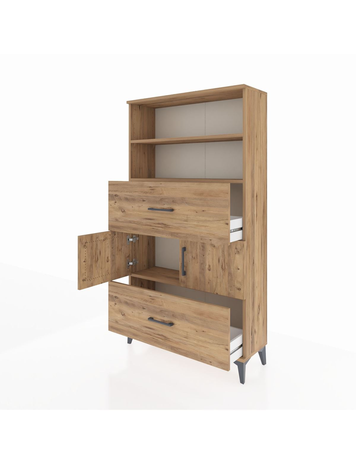 Arges Dolap 3 Raflı 2 Çekmeceli 2 Kapaklı 88x30x163 - S21M028V9A