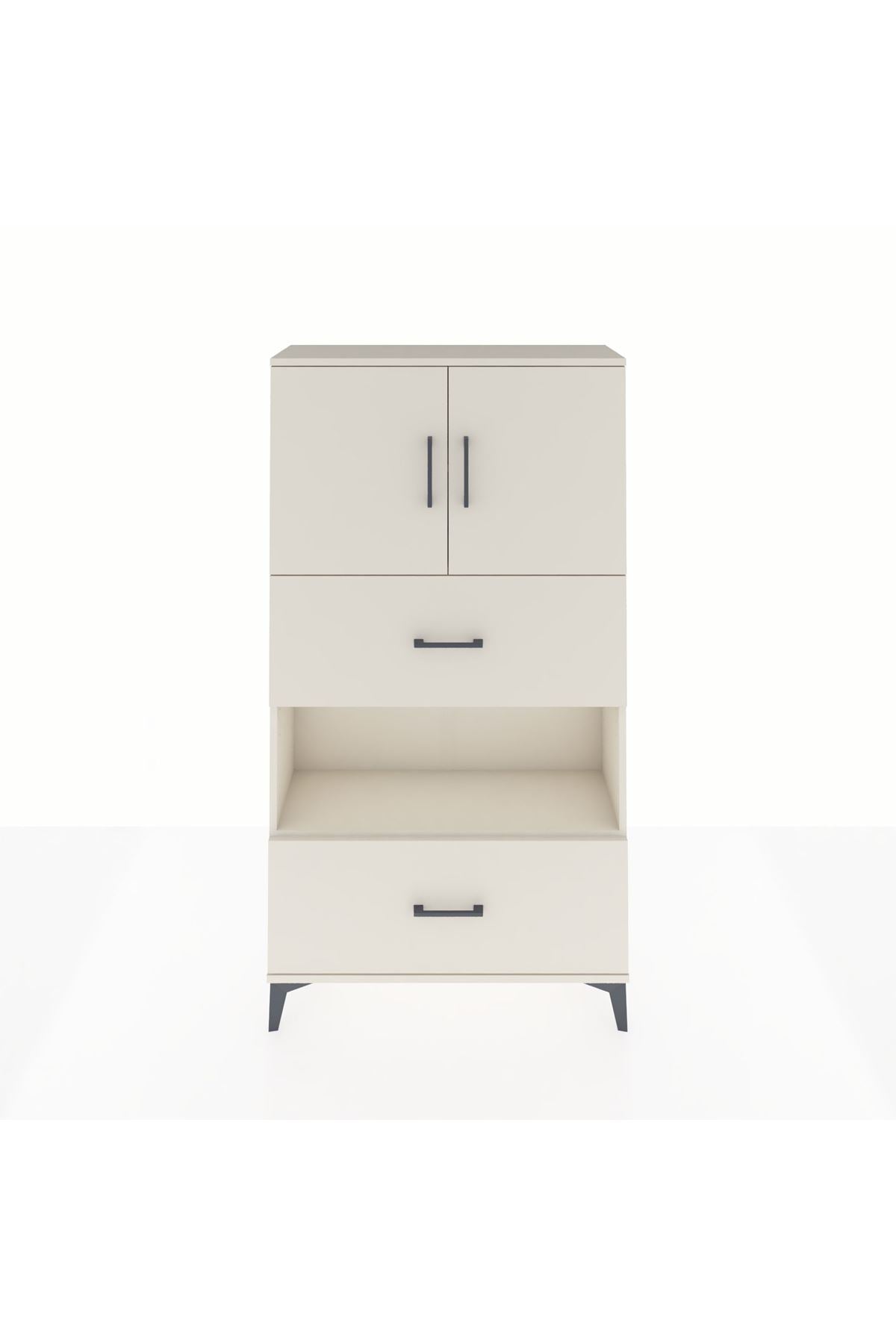 Arges Dolap 3 Raflı 2 Çekmeceli 2 Kapaklı 88x30x163 - S21M029V1A