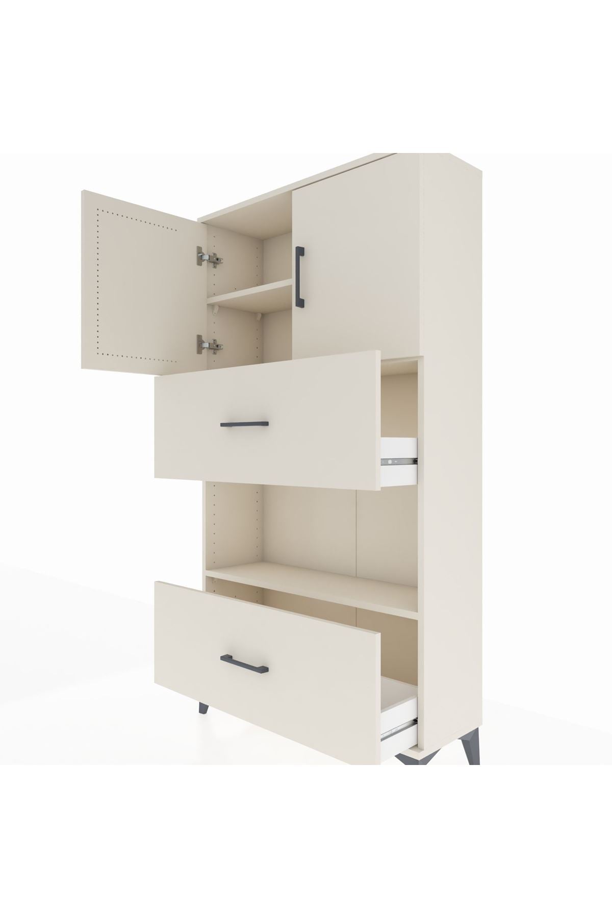 Arges Dolap 3 Raflı 2 Çekmeceli 2 Kapaklı 88x30x163 - S21M029V1A