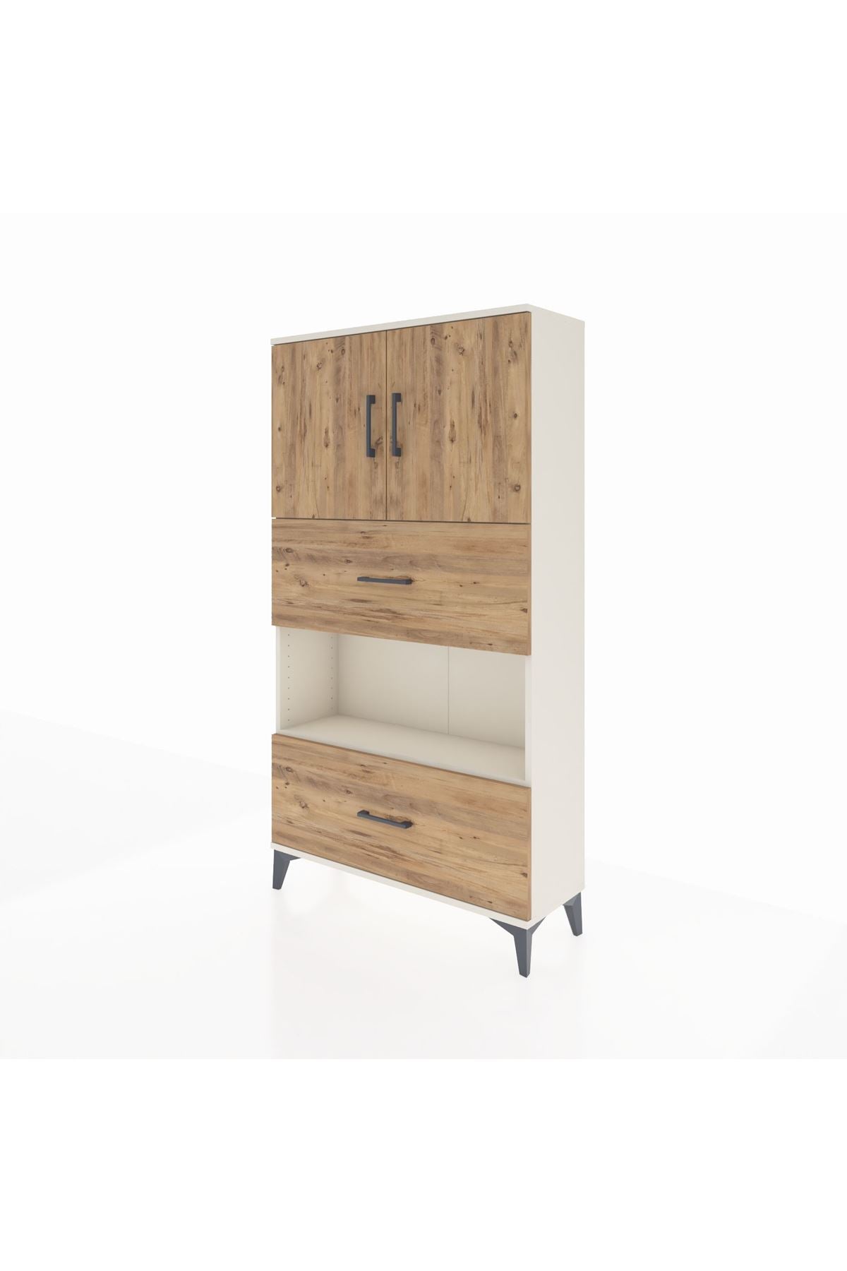 Arges Dolap 3 Raflı 2 Çekmeceli 2 Kapaklı 88x30x163 - S21M029V3A