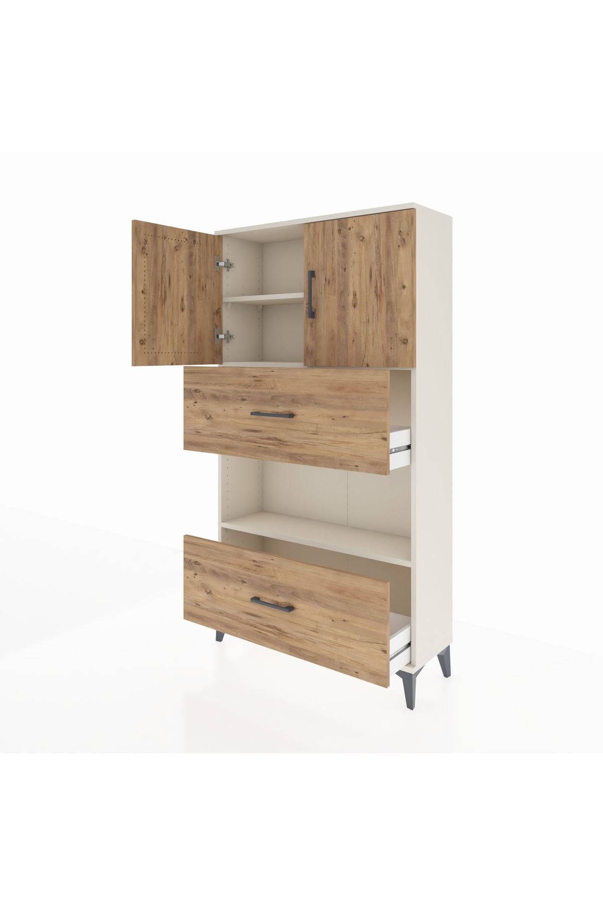 Arges Dolap 3 Raflı 2 Çekmeceli 2 Kapaklı 88x30x163 - S21M029V3A