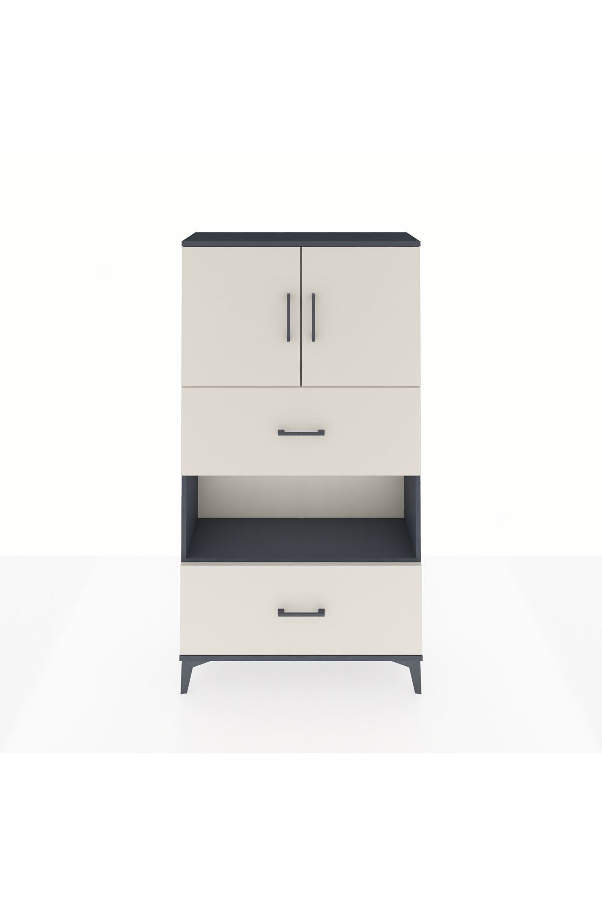 Arges Dolap 3 Raflı 2 Çekmeceli 2 Kapaklı 88x30x163 - S21M029V4A