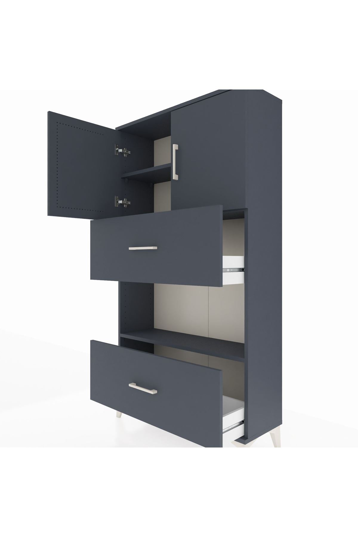 Arges Dolap 3 Raflı 2 Çekmeceli 2 Kapaklı 88x30x163 - S21M029V5A