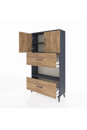 Arges Dolap 3 Raflı 2 Çekmeceli 2 Kapaklı 88x30x163 - S21M029V6A