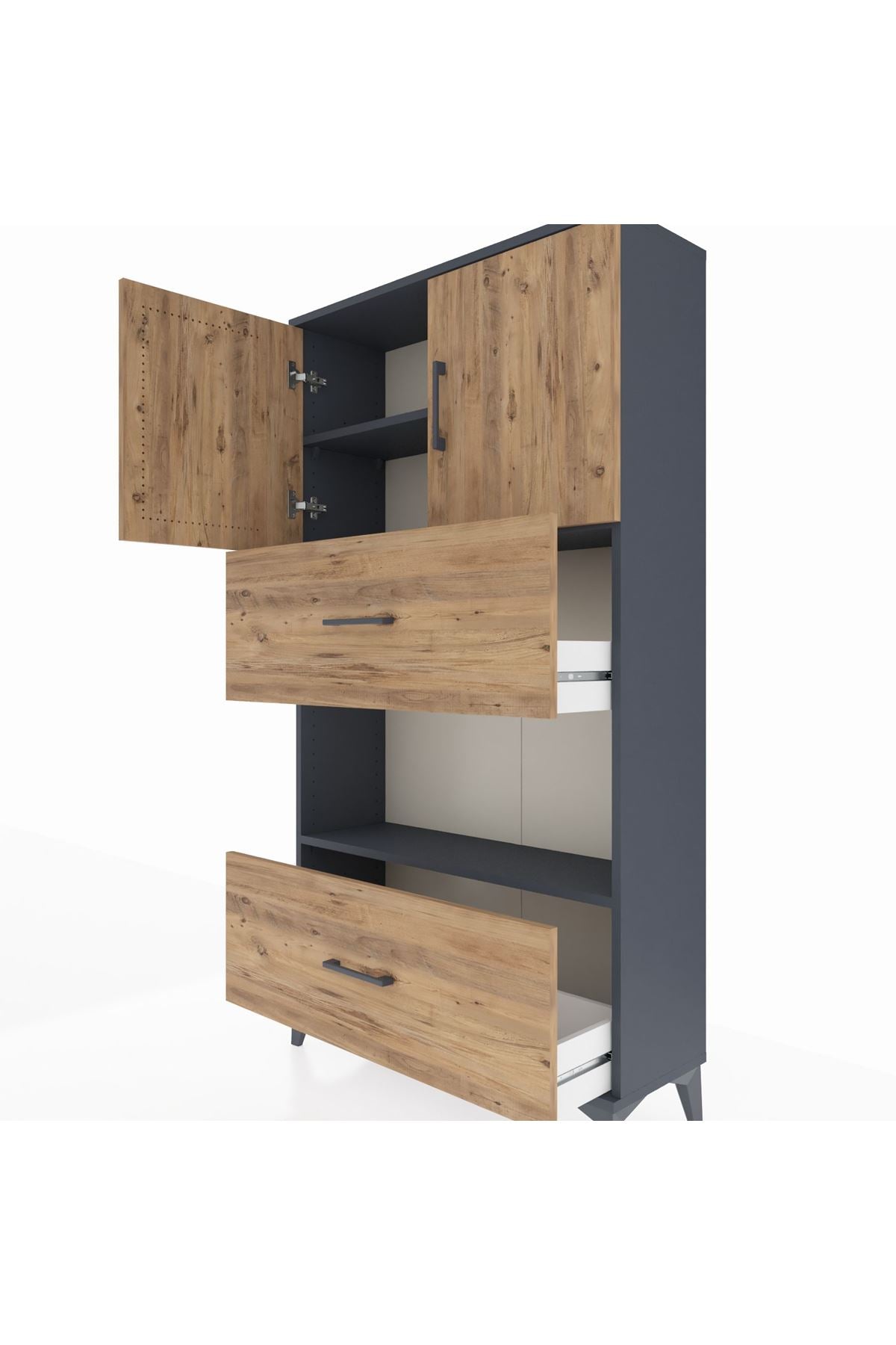 Arges Dolap 3 Raflı 2 Çekmeceli 2 Kapaklı 88x30x163 - S21M029V6A