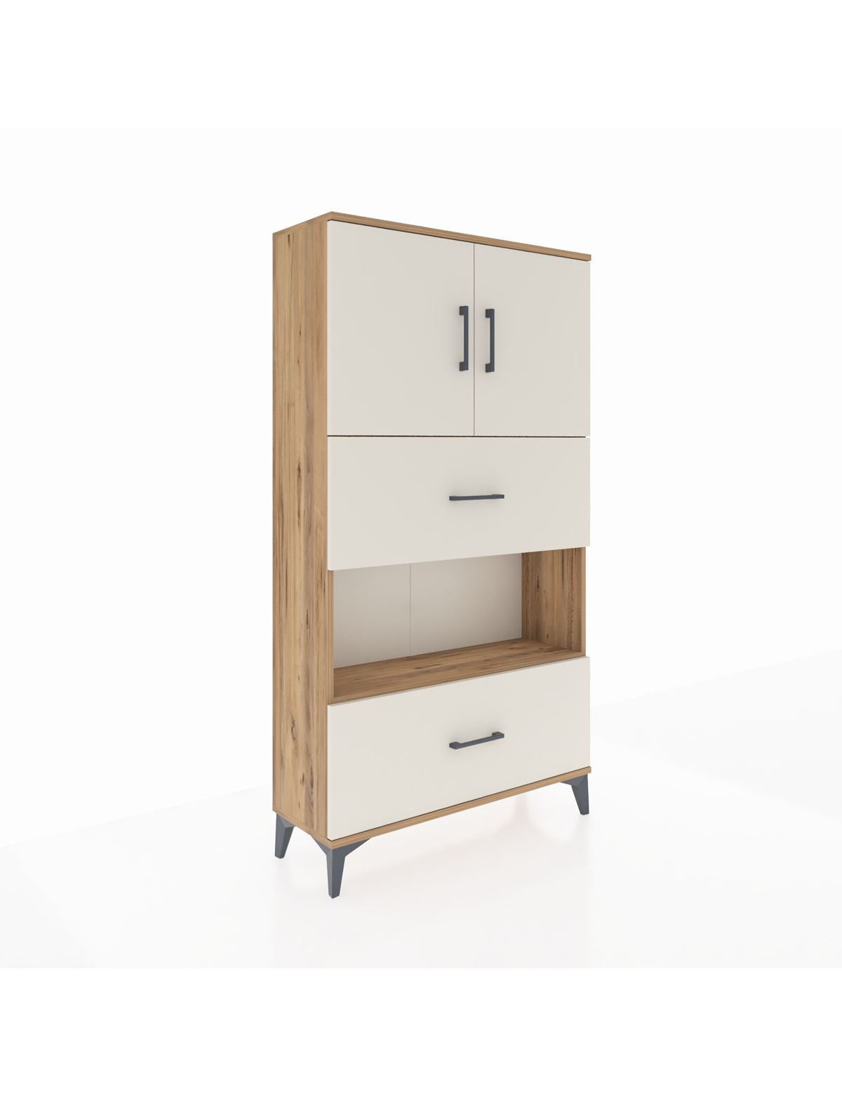 Arges Dolap 3 Raflı 2 Çekmeceli 2 Kapaklı 88x30x163 - S21M029V7A