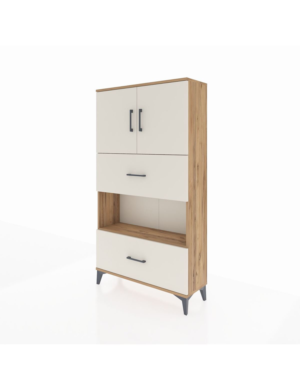 Arges Dolap 3 Raflı 2 Çekmeceli 2 Kapaklı 88x30x163 - S21M029V7A