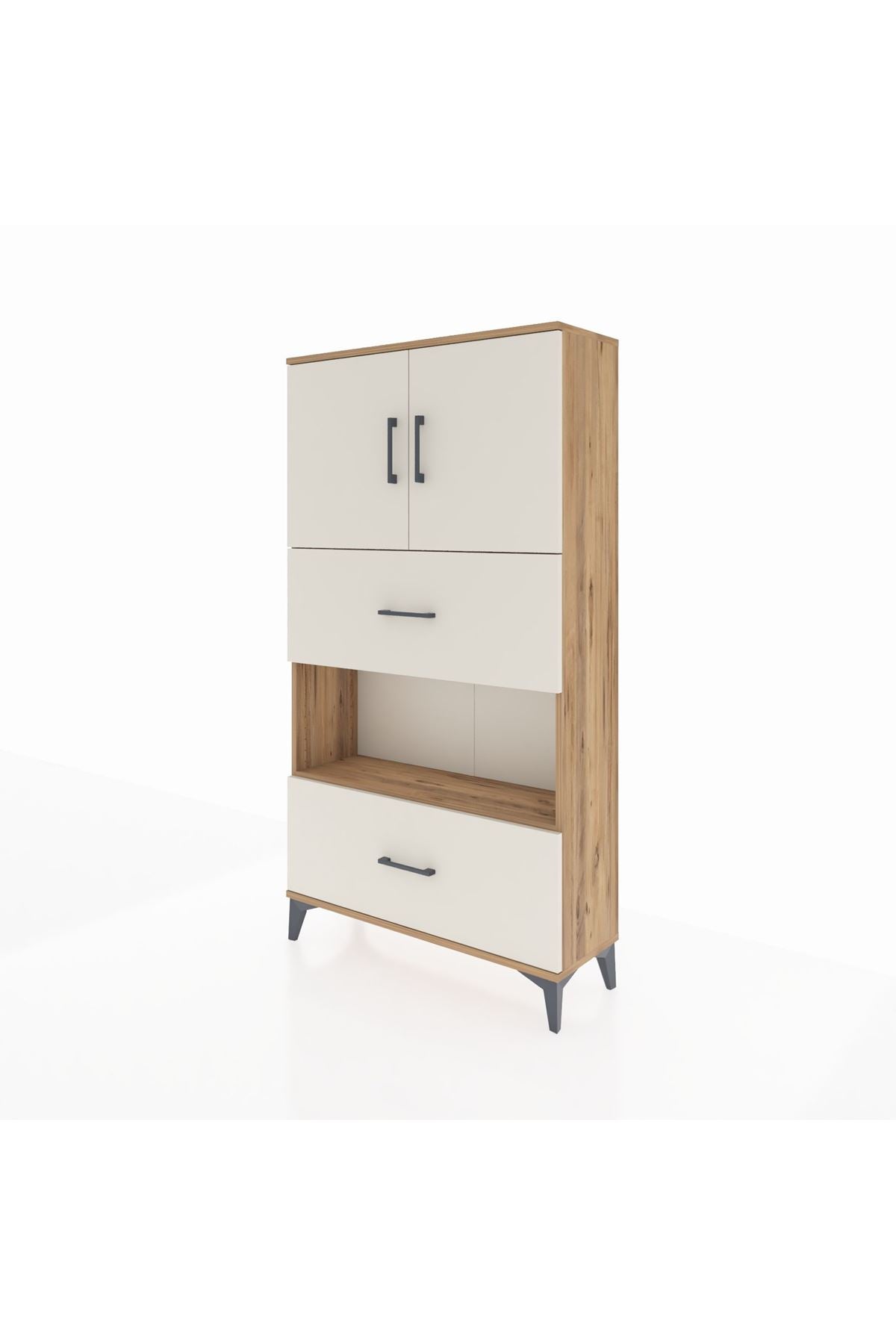 Arges Dolap 3 Raflı 2 Çekmeceli 2 Kapaklı 88x30x163 - S21M029V7A