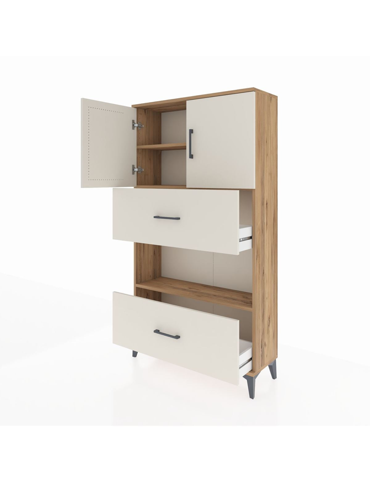 Arges Dolap 3 Raflı 2 Çekmeceli 2 Kapaklı 88x30x163 - S21M029V7A