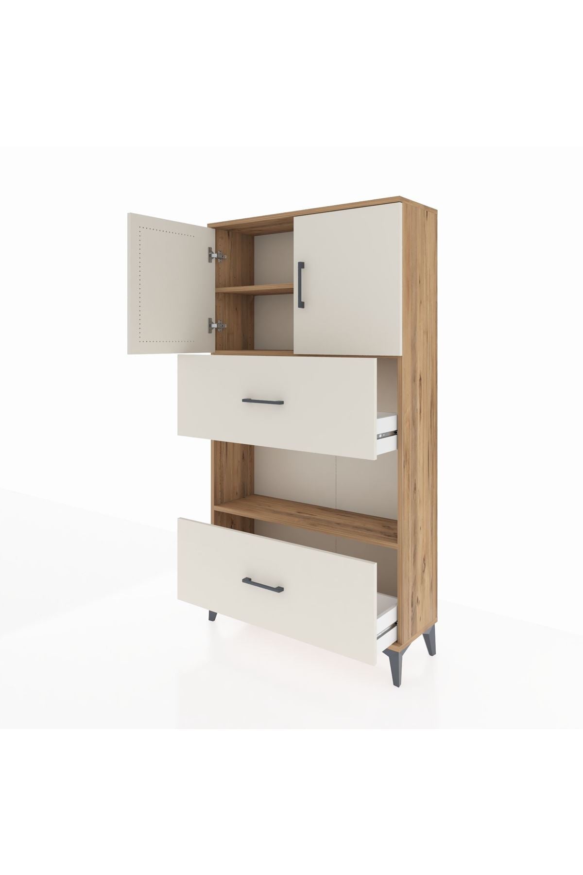 Arges Dolap 3 Raflı 2 Çekmeceli 2 Kapaklı 88x30x163 - S21M029V7A
