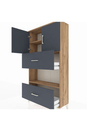 Arges Dolap 3 Raflı 2 Çekmeceli 2 Kapaklı 88x30x163 - S21M029V8A