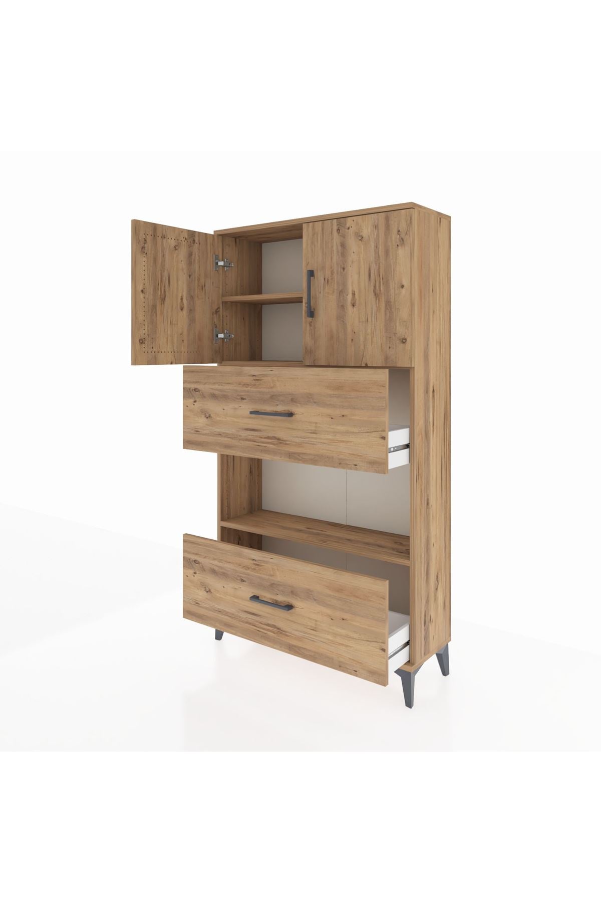 Arges Dolap 3 Raflı 2 Çekmeceli 2 Kapaklı 88x30x163 - S21M029V9A