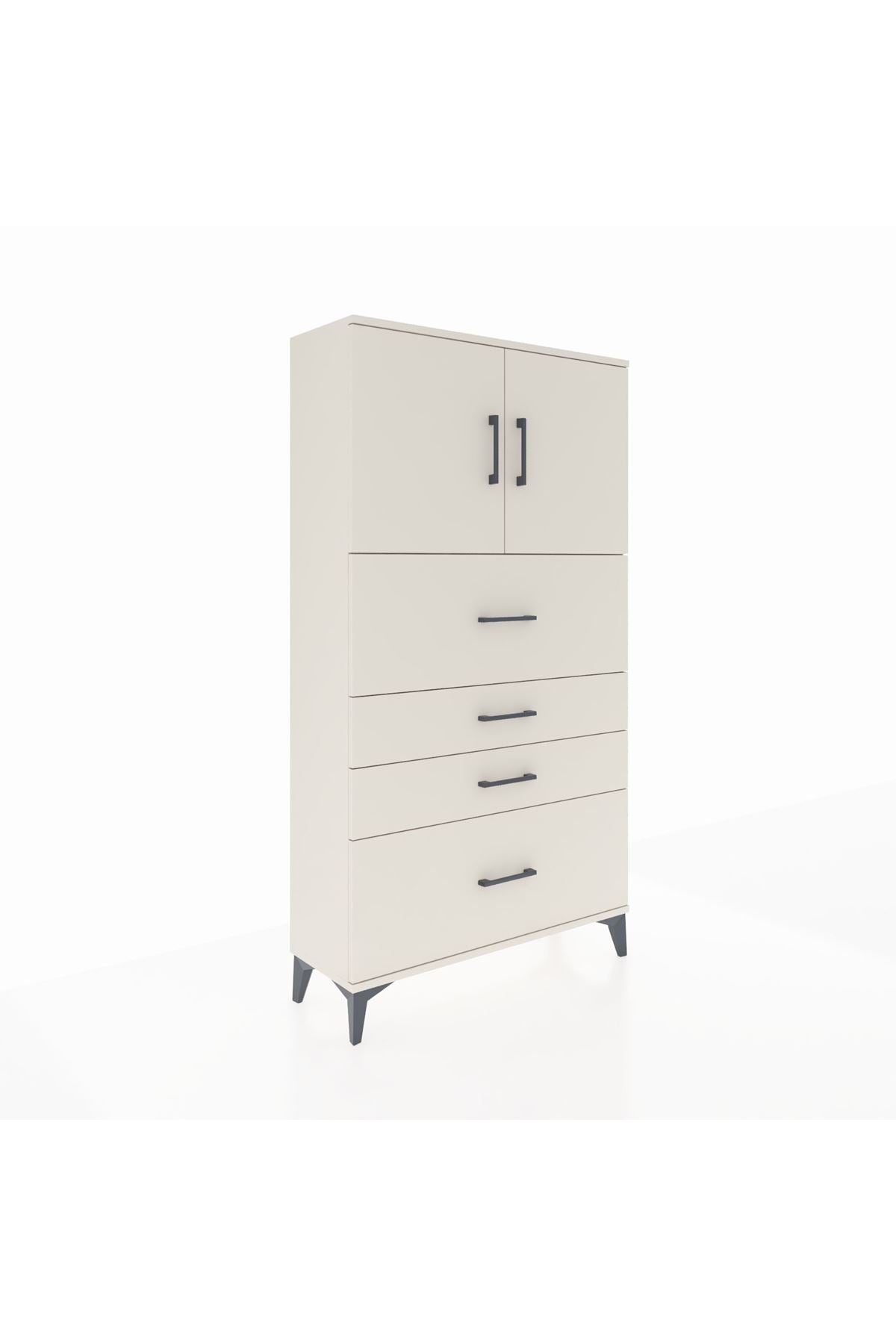 Arges Dolap 2 Raflı 4 Çekmeceli 2 Kapaklı 88x30x163 - S21M031V1A